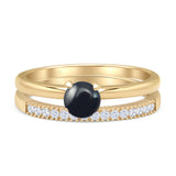 Two Piece Round Solitaire Bridal Gold Ring
