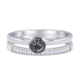 Two Piece Round Solitaire Bridal Gold Ring