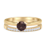 Two Piece Round Solitaire Bridal Gold Ring