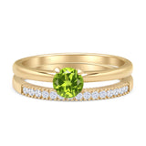 Two Piece Round Solitaire Eternity Gold Ring
