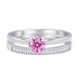 Two Piece Round Solitaire Eternity Gold Ring