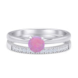 Two Piece Round Solitaire Eternity Gold Ring