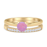 Two Piece Round Solitaire Eternity Gold Ring