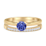 Two Piece Round Solitaire Eternity Gold Ring