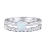 Two Piece Round Solitaire Eternity Gold Ring