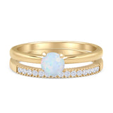 Two Piece Round Solitaire Eternity Gold Ring