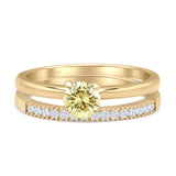 Two Piece Round Solitaire Eternity Gold Ring