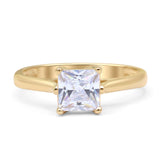 Princess Cut Solitaire Gold Ring
