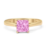 Princess Cut Solitaire Gold Ring