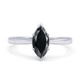 Marquise Black CZ Solitaire Gold Ring