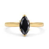 Marquise Black CZ Solitaire Gold Ring