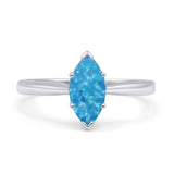 Marquise Lab Created Blue Opal Solitaire Gold Ring