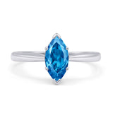 Marquise Blue Topaz CZ Solitaire Gold Ring