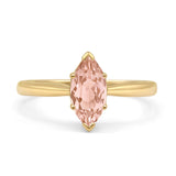 Marquise Morganite CZ Solitaire Gold Ring