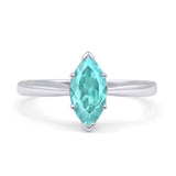 Marquise Paraiba Tourmaline CZ Solitaire Gold Ring
