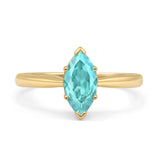 Marquise Paraiba Tourmaline CZ Solitaire Gold Ring