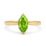 Marquise Peridot CZ Solitaire Gold Ring