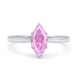 Marquise Pink CZ Solitaire Gold Ring