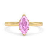 Marquise Pink CZ Solitaire Gold Ring