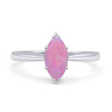 Marquise Lab Created Pink Opal Solitaire Gold Ring