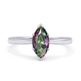 Marquise Rainbow CZ Solitaire Gold Ring