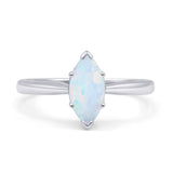 Marquise Lab Created White Opal Solitaire Gold Ring