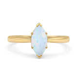 Marquise Lab Created White Opal Solitaire Gold Ring