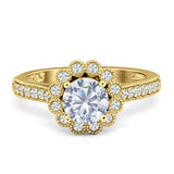 Round Floral Vintage Style Gold Ring