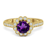 Round Floral Vintage Style Gold Ring