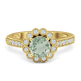 Round Floral Vintage Style Gold Ring