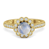 Round Floral Vintage Style Gold Ring