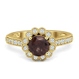 Round Floral Vintage Style Gold Ring