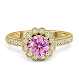 Round Flower Vintage Style Gold Ring