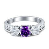 Three Stone Round CZ Gold Ring