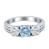 Three Stone Round CZ Gold Ring