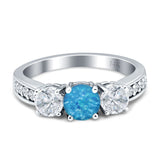 Three Stone Round CZ Gold Ring