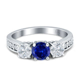 Three Stone Round CZ Gold Ring