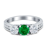 Three Stone Round CZ Gold Ring