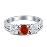 Three Stone Round CZ Gold Ring