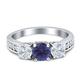 Three Stone Round Gold Ring