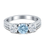 Three Stone Round Gold Ring