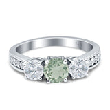 Three Stone Round Gold Ring