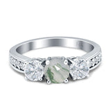 Three Stone Round Gold Ring
