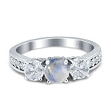 Three Stone Round Gold Ring