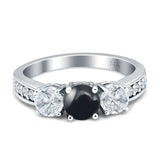 Three Stone Round Gold Ring