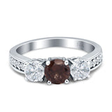 Three Stone Round Gold Ring