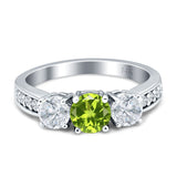 Three Stone Round CZ Gold Ring
