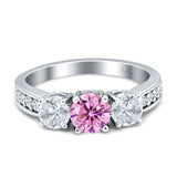 Three Stone Round CZ Gold Ring