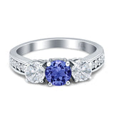 Three Stone Round CZ Gold Ring