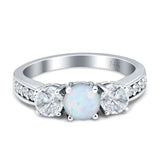 Three Stone Round CZ Gold Ring